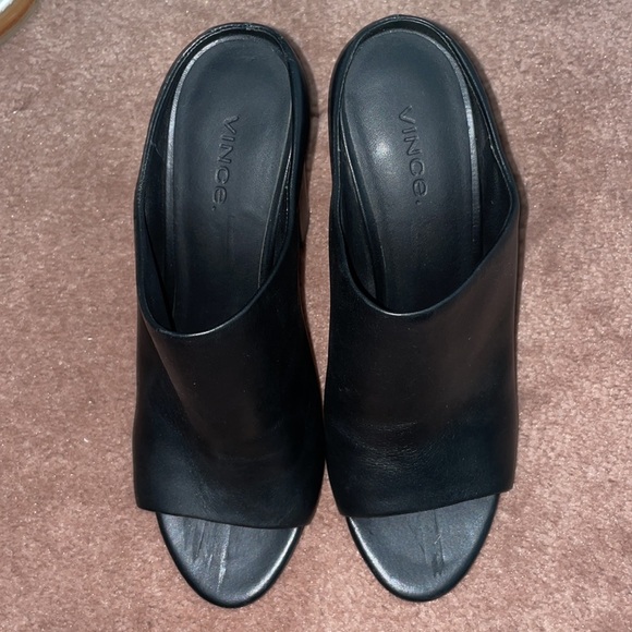 Vince Genuine Leather Block Heel Mules - Picture 2 of 4